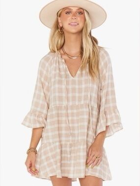 SHOW ME YOUR MUMU Viola Plaid Print Mini Dress Size Medium